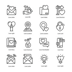 Love vector outline icon style illustration. EPS 10 File Set 3
