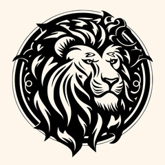 Lion head vector for logo or icon, drawing Elegant minimalist style Illustration