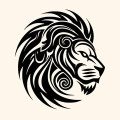 Lion head vector for logo or icon, drawing Elegant minimalist style Illustration
