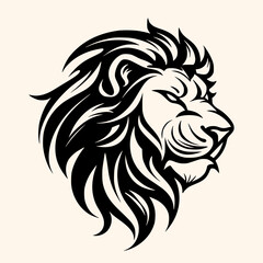 Lion head vector for logo or icon, drawing Elegant minimalist style Illustration