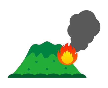 green volcano erupting with fire and smoke clip art preview