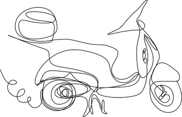 one-line art. a motorcycle on a white background
