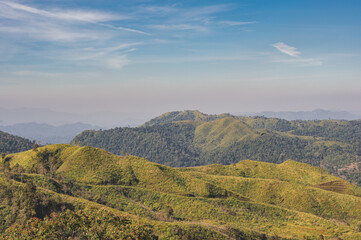 Beautiful landscape view and layers mountains on khao khao chang phueak mountian.Thong Pha Phum National Park's highest mountain is known as Khao Chang Phueak