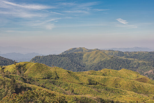 Beautiful landscape view and layers mountains on khao khao chang phueak mountian.Thong Pha Phum National Park's highest mountain is known as Khao Chang Phueak © Sumeth