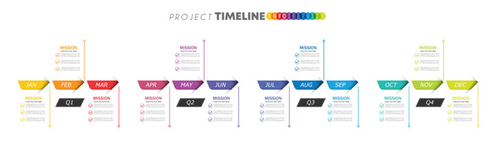 infographic Project timeline graph for 12 months modern diagram calendar, presentation vector infographic.