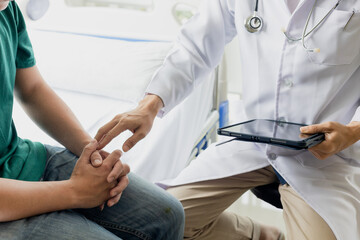 male health checkup with doctor Doctors consult about diagnosis of male diseases or mental...
