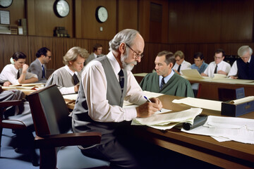 Judge and lawyers in a courtroom. generate by ai