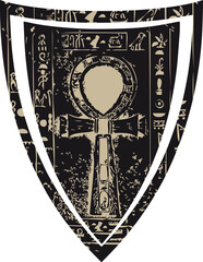Ankh, Coptic cross. Coat of arms, emblem, shield, tattoo design