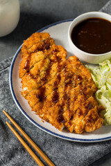 Homemade Japanese Chicken Katsu with Cabbage