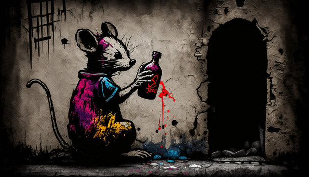 drunk rat graffiti wall