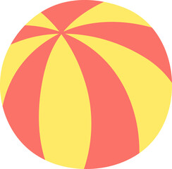 Beach ball illustration, isolated PNG. Cartoon hand drawn flat style design. Summer holidays, vacations, outdoors, beach activity, pool party, seasonal element