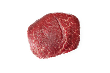 Fresh raw beef steak isolated on white on invisibly backgroung