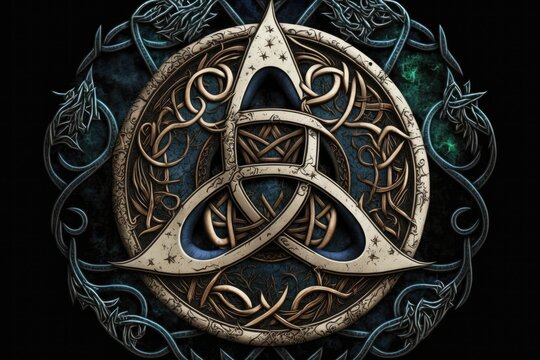 Symbol for a triple moon. Wiccan and pagan symbols. Generative AI