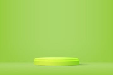 3D Podium Showcase Green Lemon Pastel Color Design. Vector illustration. Eps10 