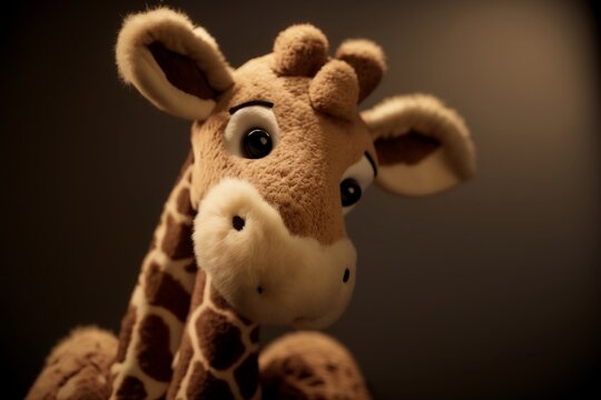 Giraffe plush toy close-up made by generative ai