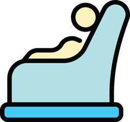 Human lounge icon. Outline human lounge vector icon for web design isolated on white background color flat