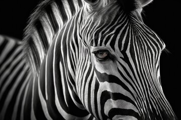 Obraz na płótnie Canvas Gorgeous Black And White Zebra Face. Generative AI