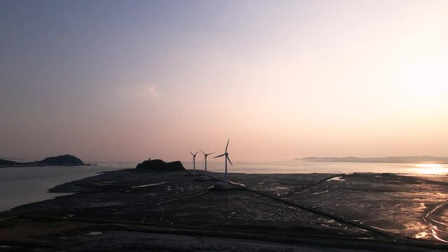 Sunset Beach, Wind Generator, Korea's Sea, Korea's West Sea, Tando harbour