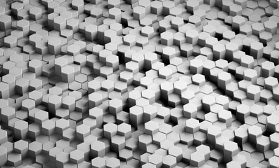 Abstract hexagonal sci-fi honeycomb geometrical background. 3d rendering