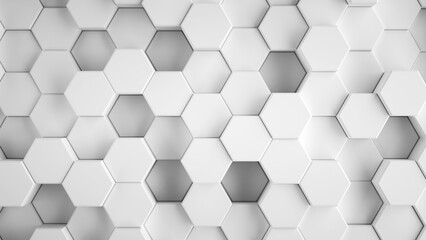 Abstract gray hexagonal sci-fi honeycomb geometrical background. 3d rendering