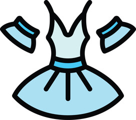 Ballerina dress icon. Outline ballerina dress vector icon for web design isolated on white background color flat