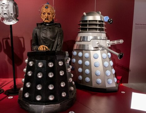 Dalek and Davrosfrom Dr Who. Part of The Wonders of the World exhibition.