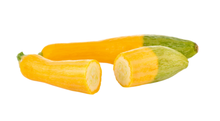Fresh yellow and green zucchini on transparent png