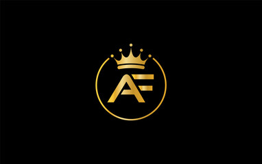 Golden crown logo art and crown symbol design by letter AF