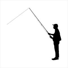 silhouette vector design of man fishing