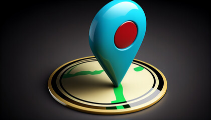 GPS map pin symbol indicating the location, Generative AI