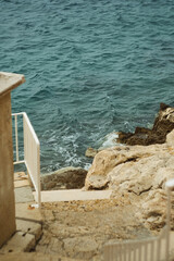 Fototapeta na wymiar Adriatic calm sea on summer resort Rovinj Croatia Istria