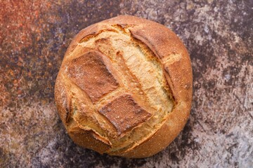 Closeup of delicious homemade bread served on a table