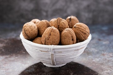Whole walnuts in a basket