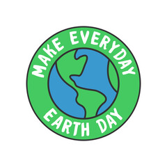 Earth day badge. Save the planet sticker. World Environment Day symbol.