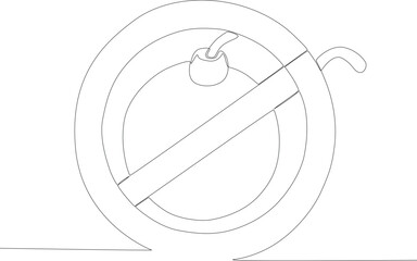 An image of a prohibited explosive device. Anti-terrorism day one line drawing