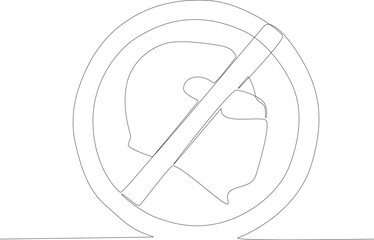 A sign wearing terrorist clothing. Anti-terrorism day one line drawing