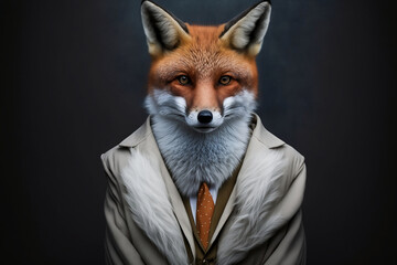 Obraz premium The fox in a business suit: sly and savvy. Generative AI