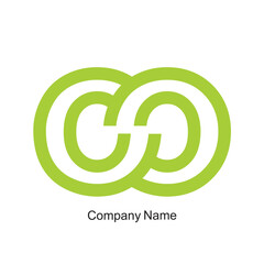 Vector illustration of green infinity logo design with an editable text on a white background