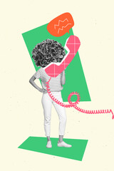 Creative 3d photo artwork graphics collage painting of lady flower instead head talking vintage...