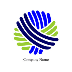 Green and blue earth covered by hands logo design