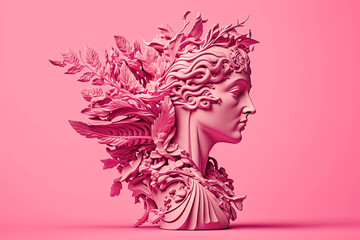 Illustration of a Creative Photo of Hyper Maximalist Woman's Head Sculpture Design, AI Generative
