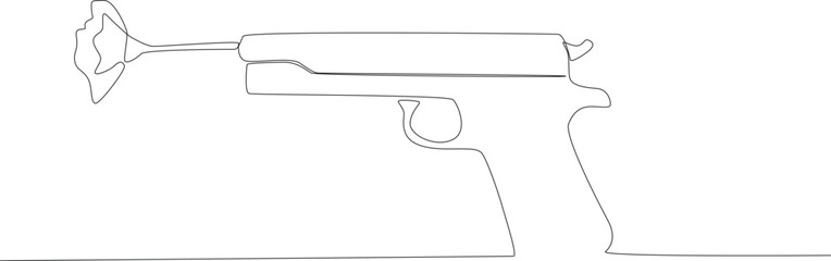 A gun that should not be used freely. Anti-terrorism day one line drawing