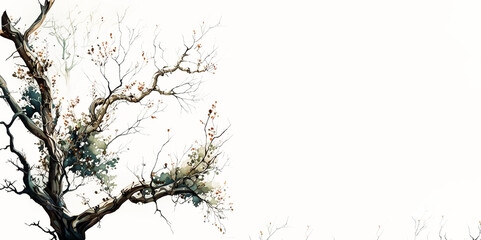 Fototapeta premium Creative Photo of Beautiful Watercolor Nature Leave, branch, plant, flowery realistic AI Generative Illustration 