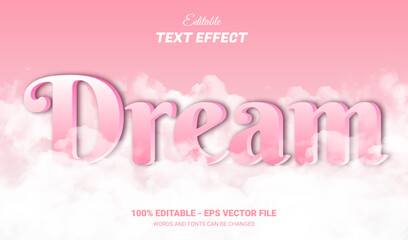 Dream editable text effect with cloudy background