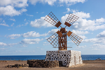 Windmill near the village of Puerto Lajas on Fuerteventura Island