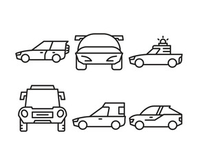 car and vehicle line icons set vector illustration