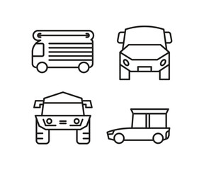 car and vehicle line icons set vector illustration