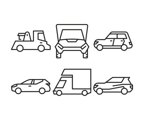 car line icons set vector illustration