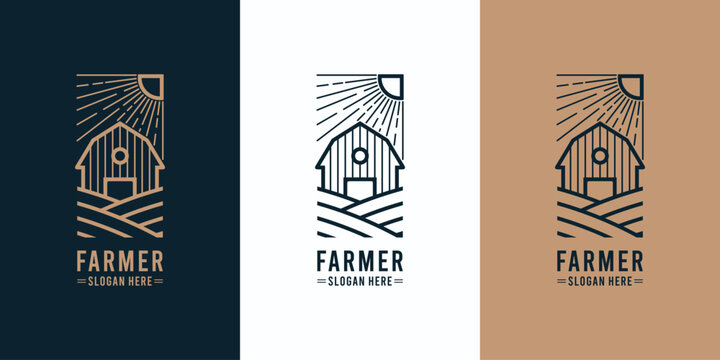 Barn farm monoline logo design