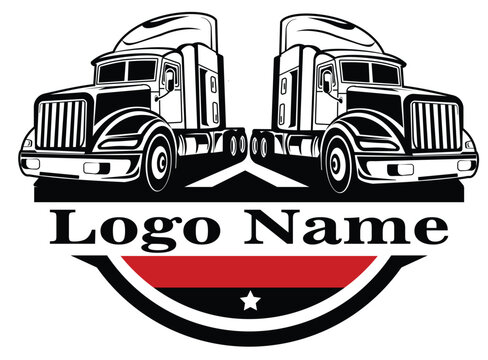 Truck on the road, trucking logo. Premium vector logo design isolated. Ready made logo concept